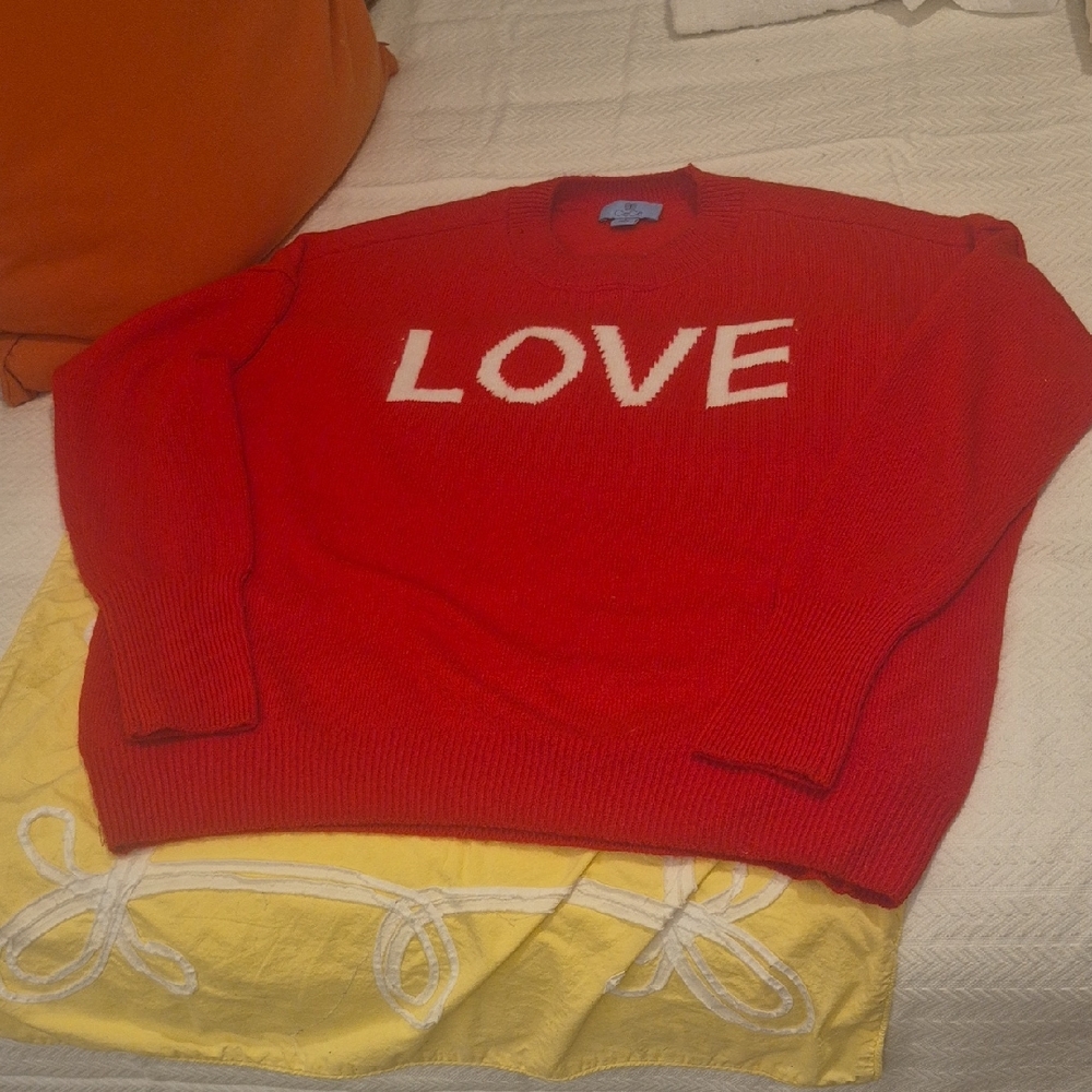 CeCe Red Sweater with 'LOVE' Motif